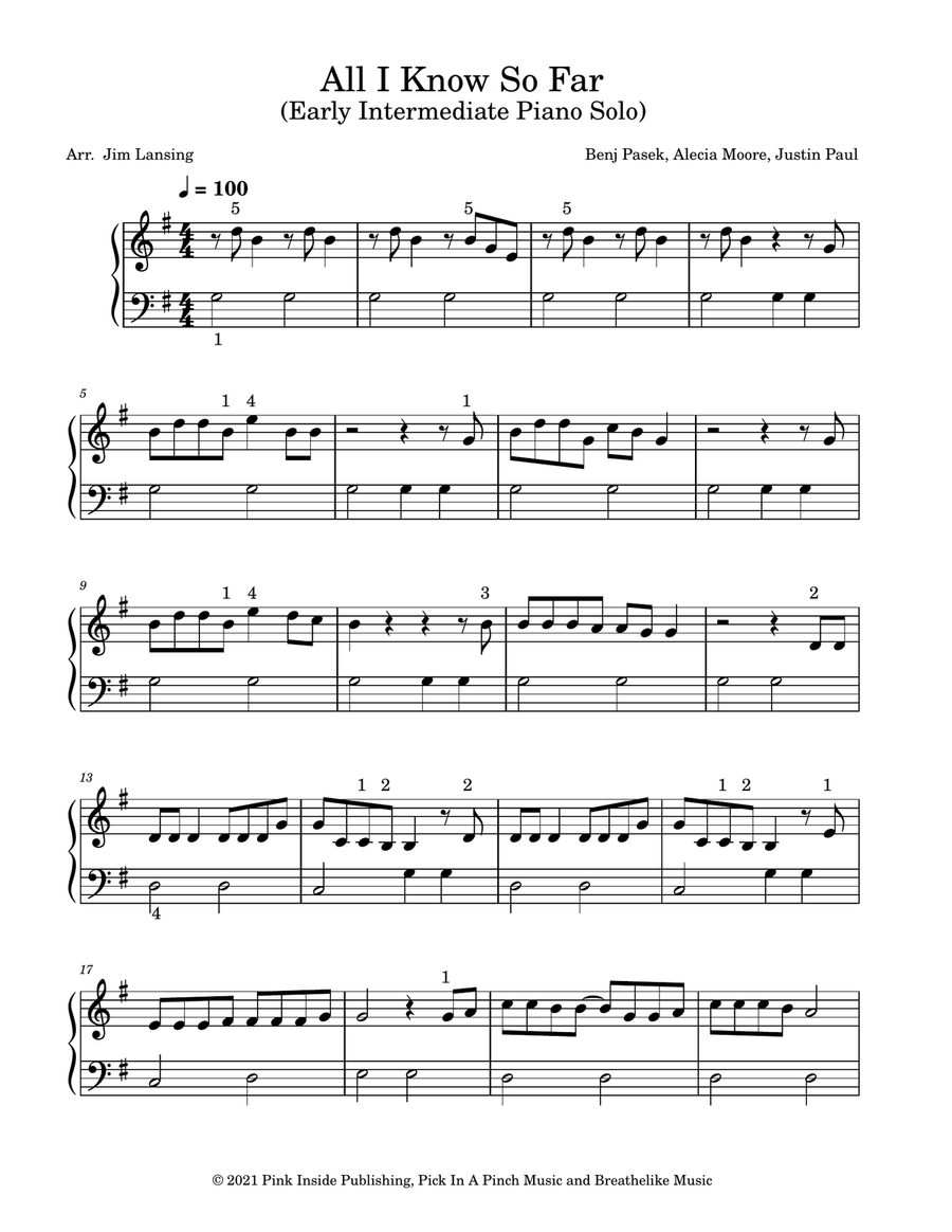 All I Know So Far Piano Method scores gallery preview page 2
