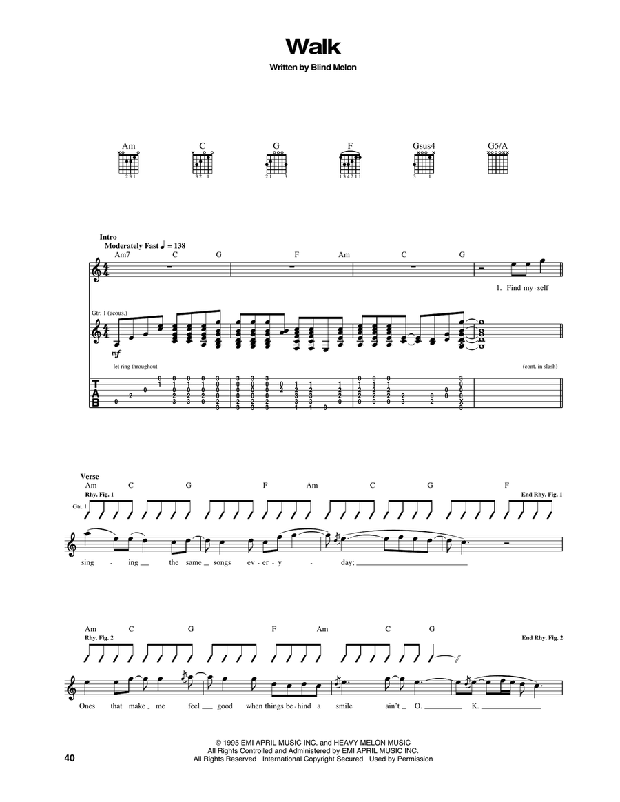 Walk Acoustic Guitar scores gallery preview page 1