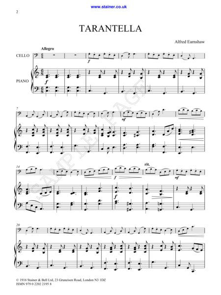 Tarantella Op. 44 No 4. Cello & Pf
