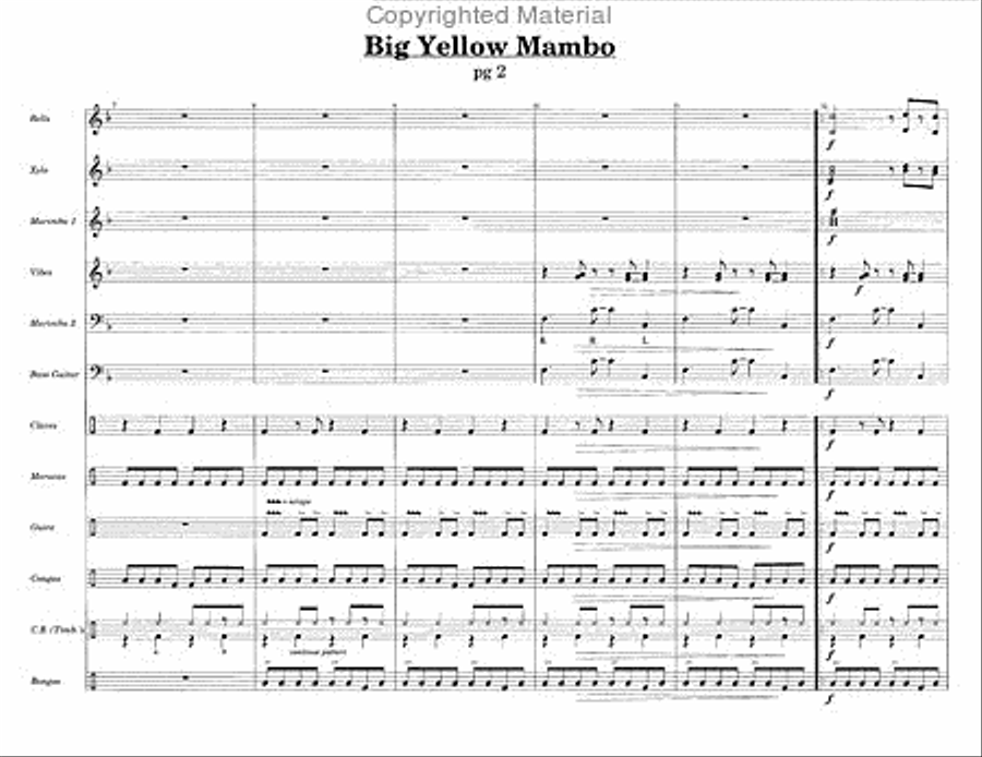 Big Yellow Mambo Percussion Ensemble scores gallery preview page 3