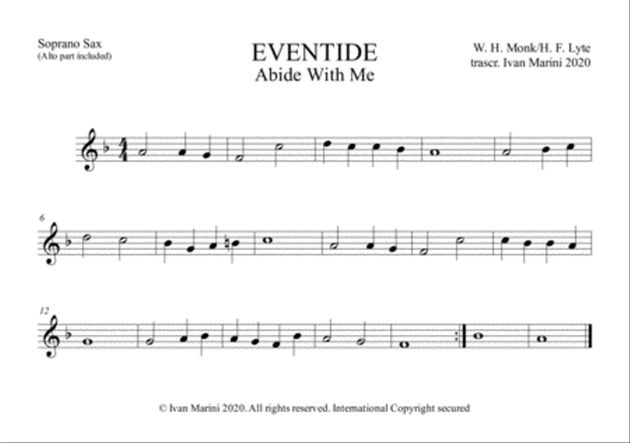 EVENTIDE (ABIDE WITH ME) - for Saxophone Quartet image number null