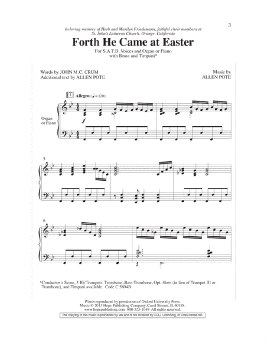 Forth He Came at Easter Choir scores gallery preview page 3