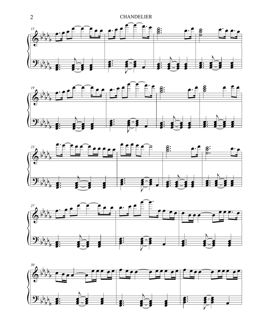 Chandelier Easy Piano scores gallery preview page 3