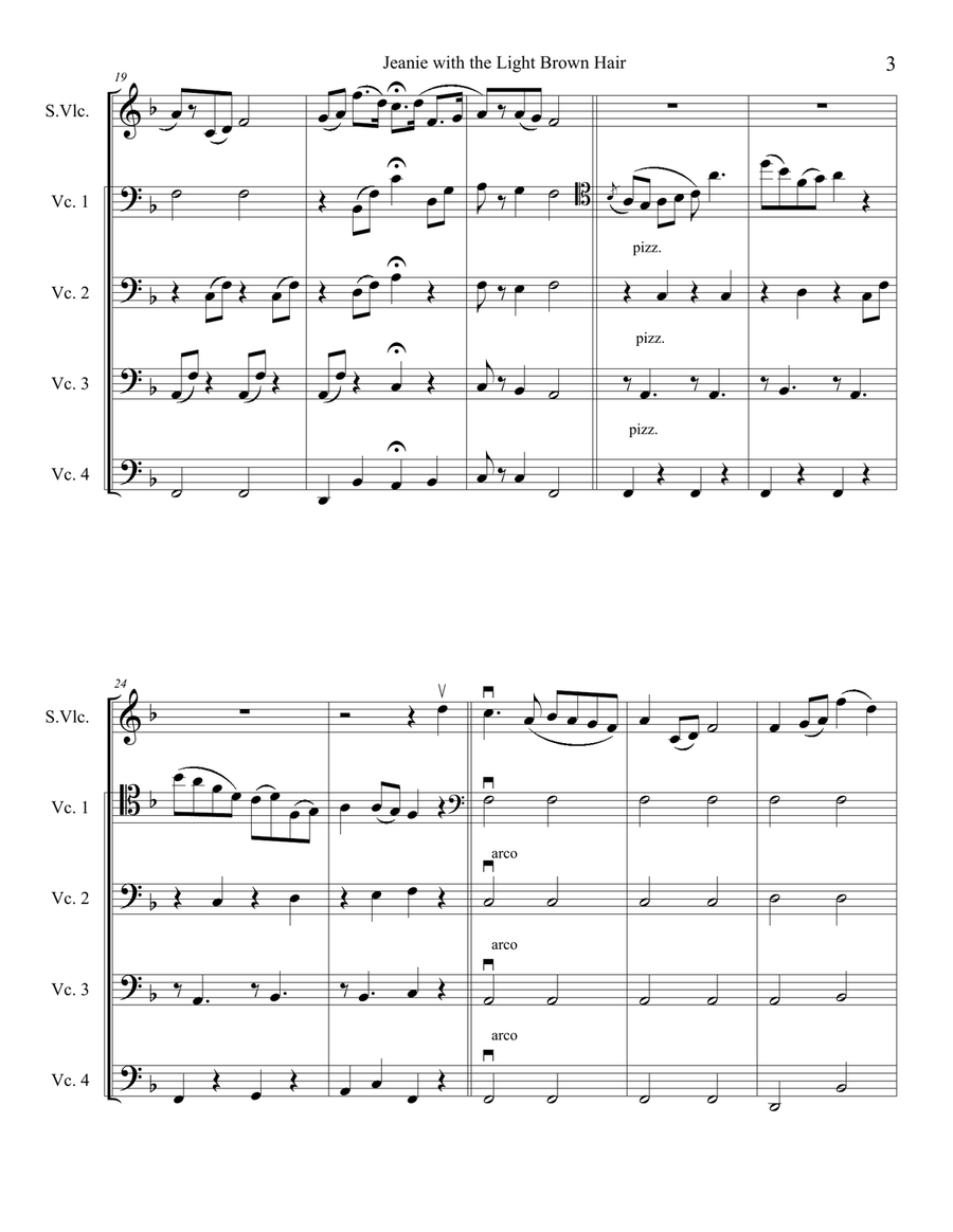 Jeanie with the Light Brown Hair Cello scores gallery preview page 4