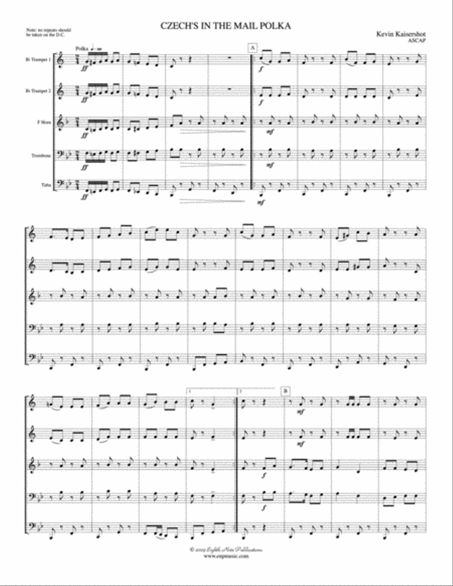 Czech's in the Mail Polka: Score Brass Quintet scores gallery preview page 2