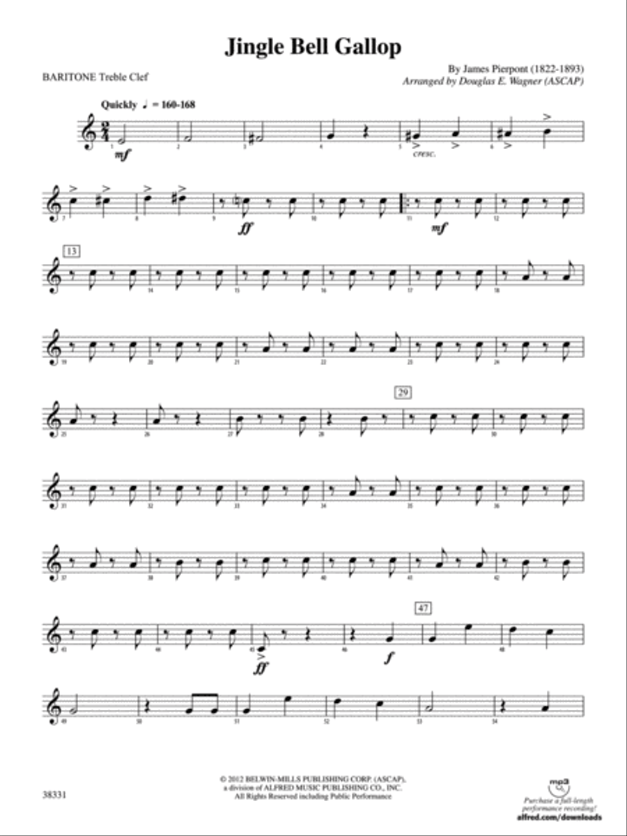 Jingle Bell Gallop: Baritone T.C. Concert Band scores gallery preview page 1