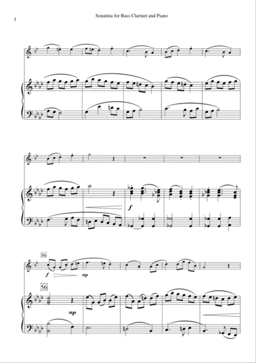 Sonatina for Bass Clarinet and Piano Bass Clarinet scores gallery preview page 6