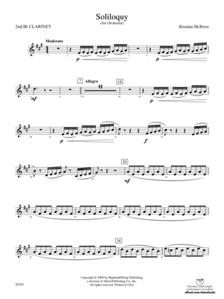Soliloquy for Orchestra: 2nd B-flat Clarinet
