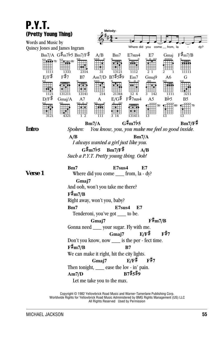 P.Y.T. (Pretty Young Thing) Acoustic Guitar scores gallery preview page 1