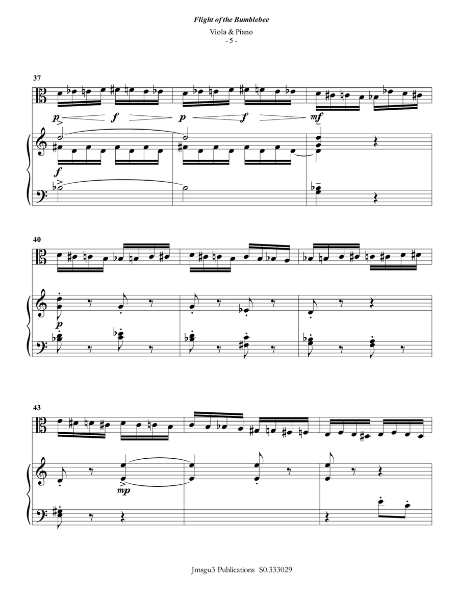 Korsakov: Flight of the Bumblebee for Viola & Piano Viola scores gallery preview page 5