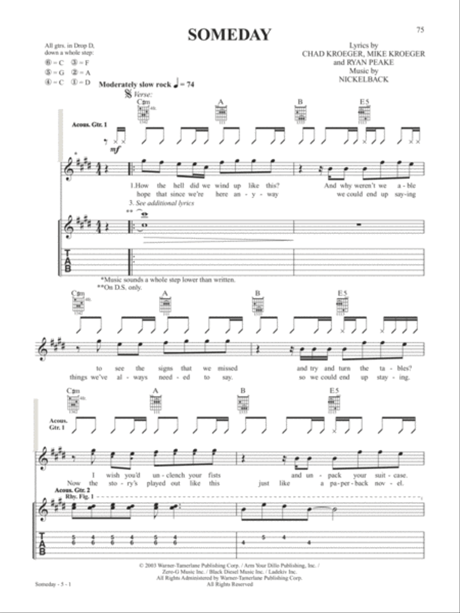 Someday Guitar Tablature scores gallery preview page 1