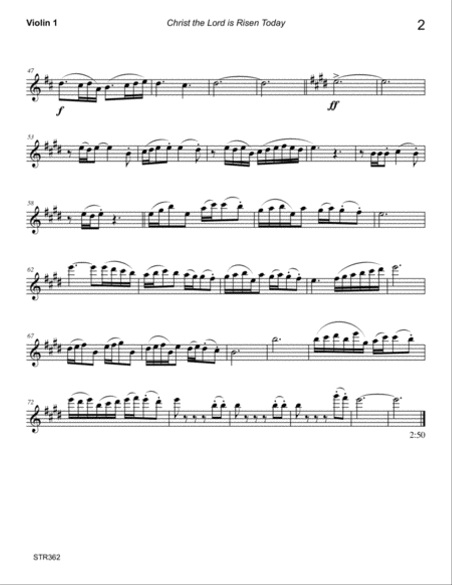 CHRIST THE LORD IS RISEN TODAY - STRING QUARTET (unaccompanied) A Cappella scores gallery preview page 6
