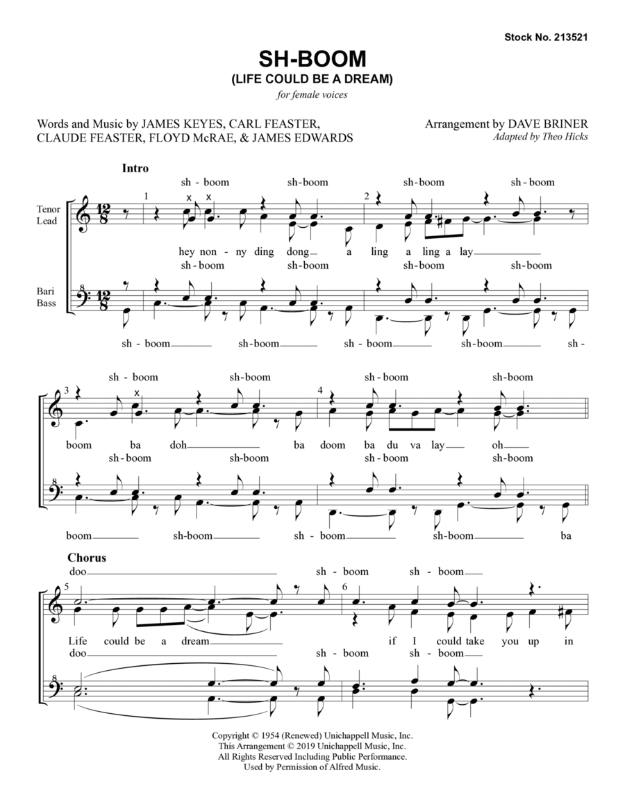 Sh-Boom (Life Could Be A Dream) (arr. Dave Briner) SSAA scores gallery preview page 1