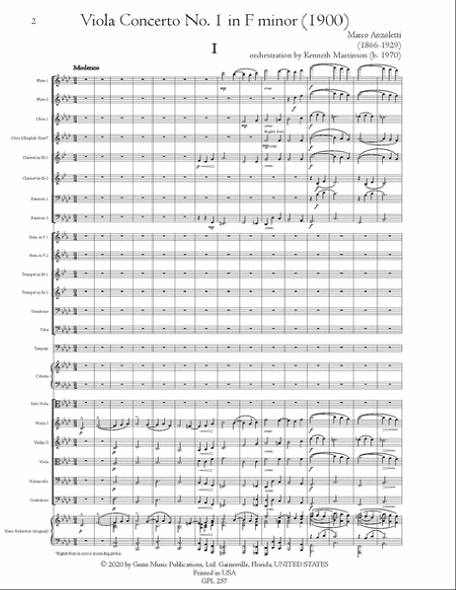 Viola Concerto No. 1 in F minor (1900) Orchestra scores gallery preview page 2