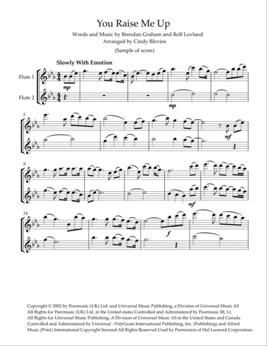 You Raise Me Up Flute Duet scores gallery preview page 2