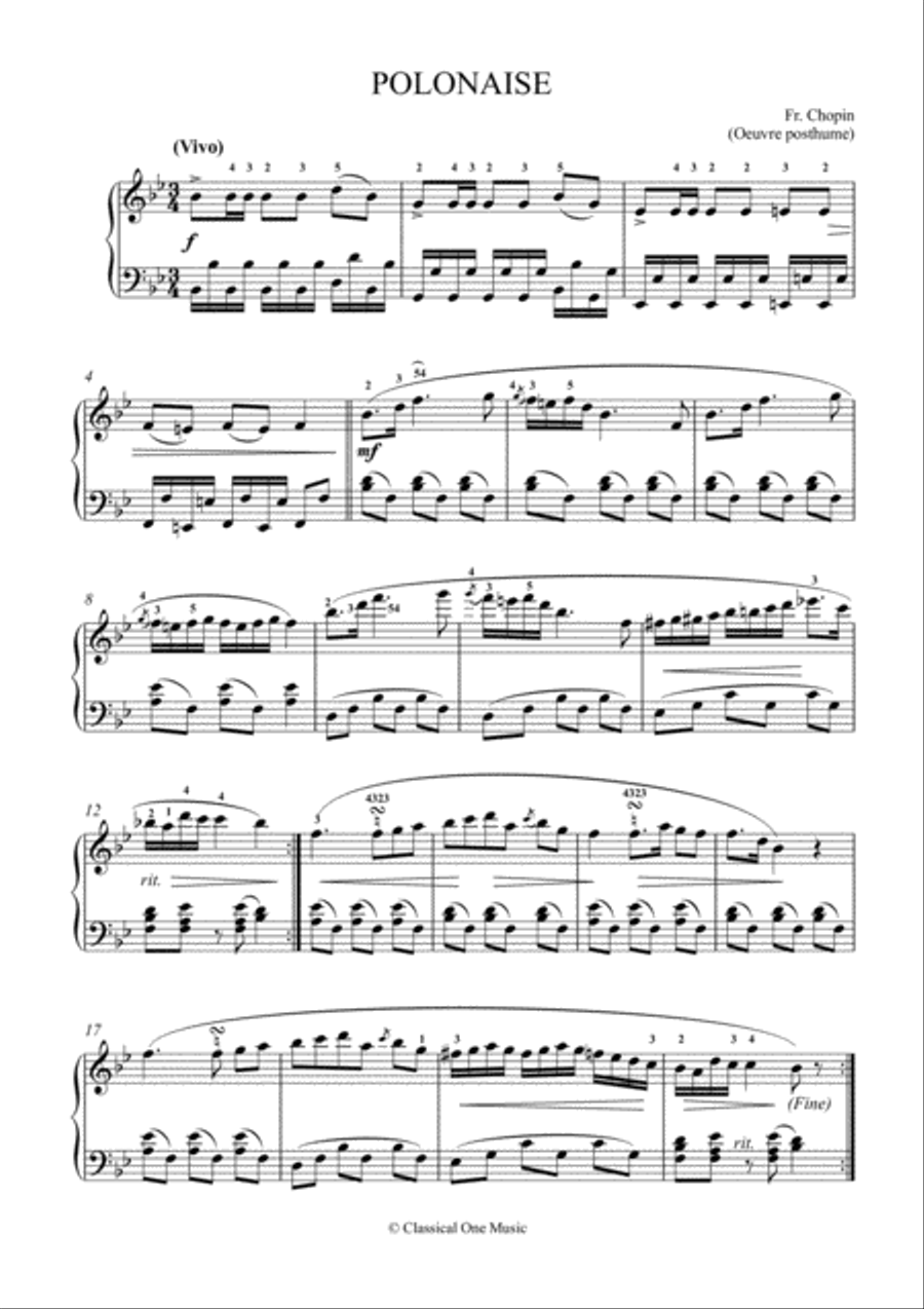 Chopin - Polonaise in B-Flat Major, Op.posth. Small Ensemble scores gallery preview page 2