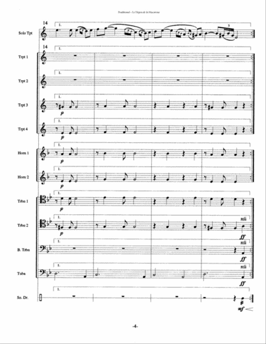 La Virgen De La Macarena for Solo Trumpet, 10-part Brass Ensemble & Percussion Trumpet Solo scores gallery preview page 5