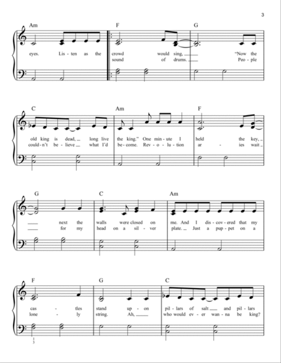 Viva La Vida Easy Piano scores gallery preview page 3