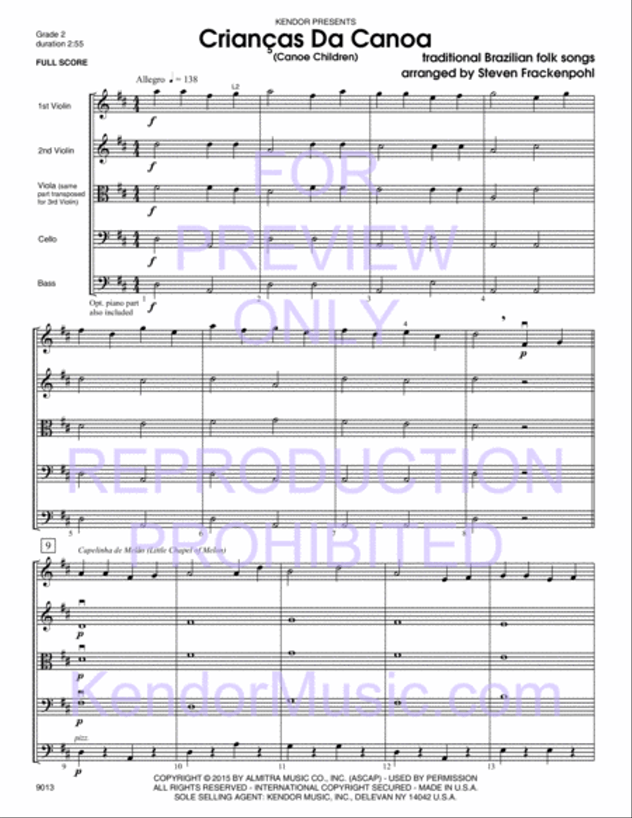 Criancas Da Canoa (Canoe Children) (Full Score) String Orchestra scores gallery preview page 2