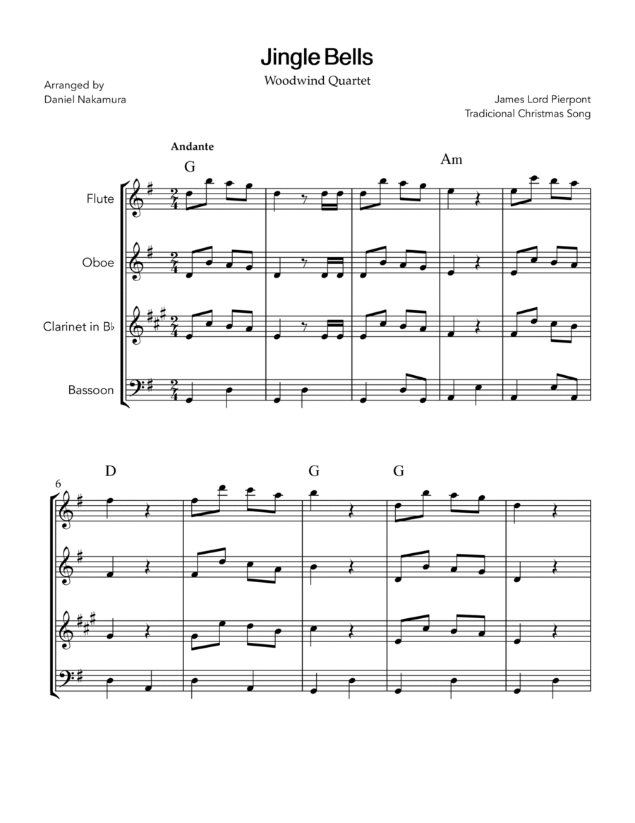 Jingle Bells (for woodwind quartet) image number null