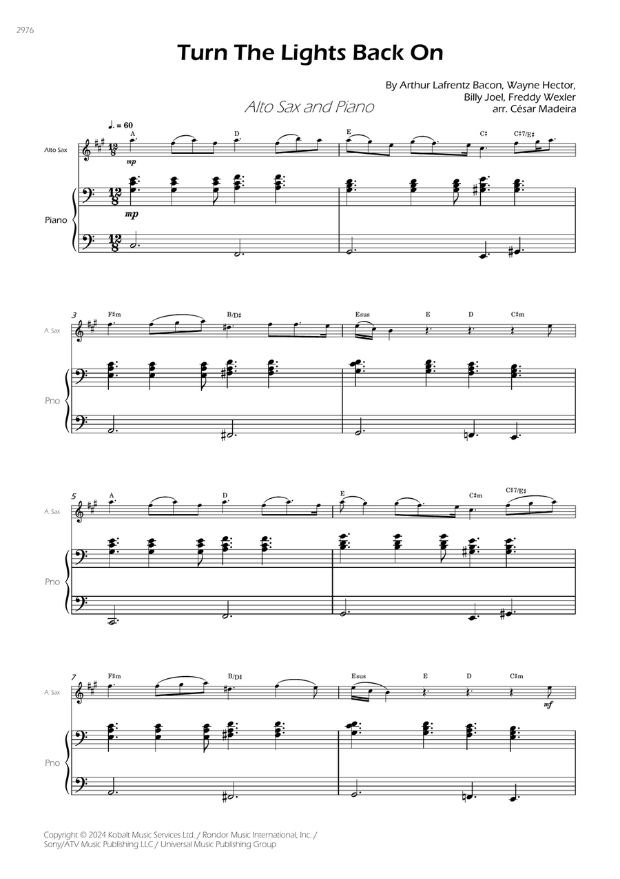 Turn The Lights Back On Alto Saxophone scores gallery preview page 3