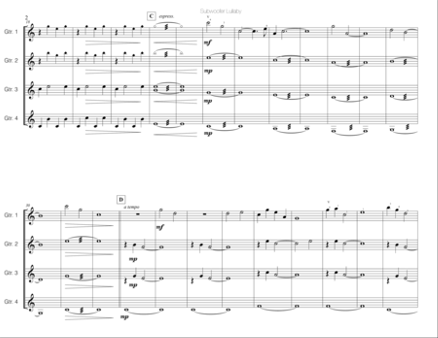 Subwoofer Lullaby Subwoofer Lullaby Guitar Ensemble scores gallery preview page 2