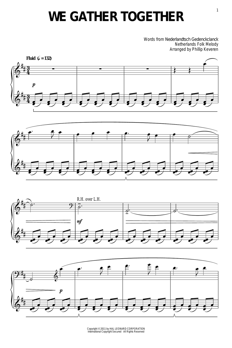 We Gather Together [Classical version] (arr. Phillip Keveren) Piano Solo scores gallery preview page 1