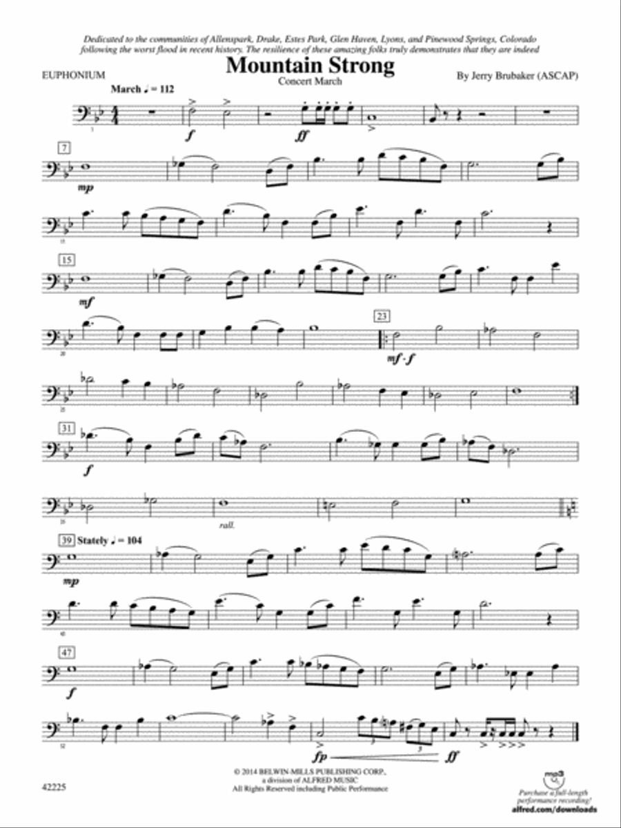 Mountain Strong: Baritone B.C. Concert Band scores gallery preview page 1