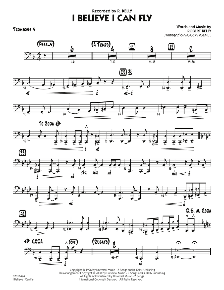 I Believe I Can Fly - Trombone 4 Jazz Ensemble scores gallery preview page 1