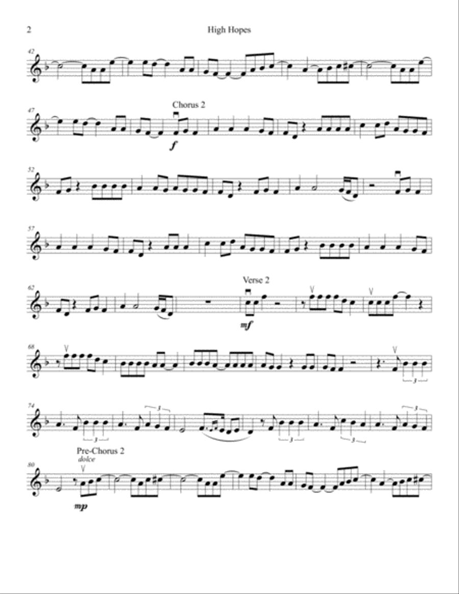 High Hopes Violin Solo scores gallery preview page 2