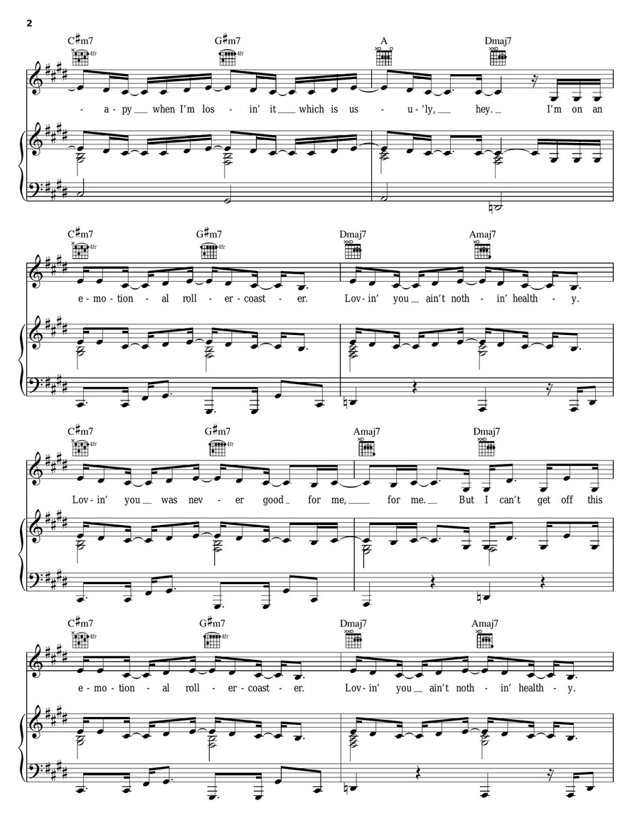 Emotional Rollercoaster Emotional Rollercoaster Piano, Vocal, Guitar scores gallery preview page 2