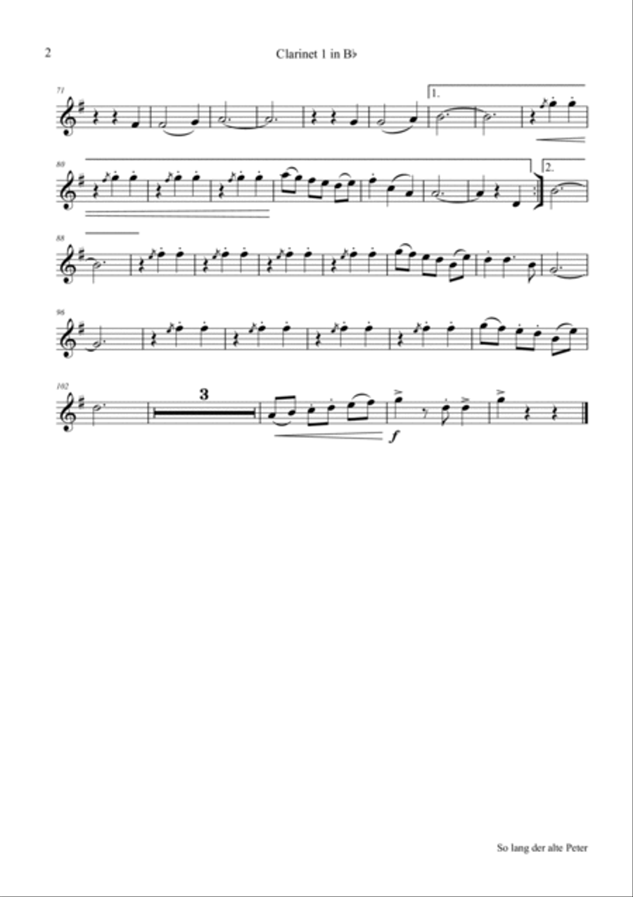 Solang der alte Peter - Munich City anthem - Clarinet Quartet Clarinet Quartet scores gallery preview page 5