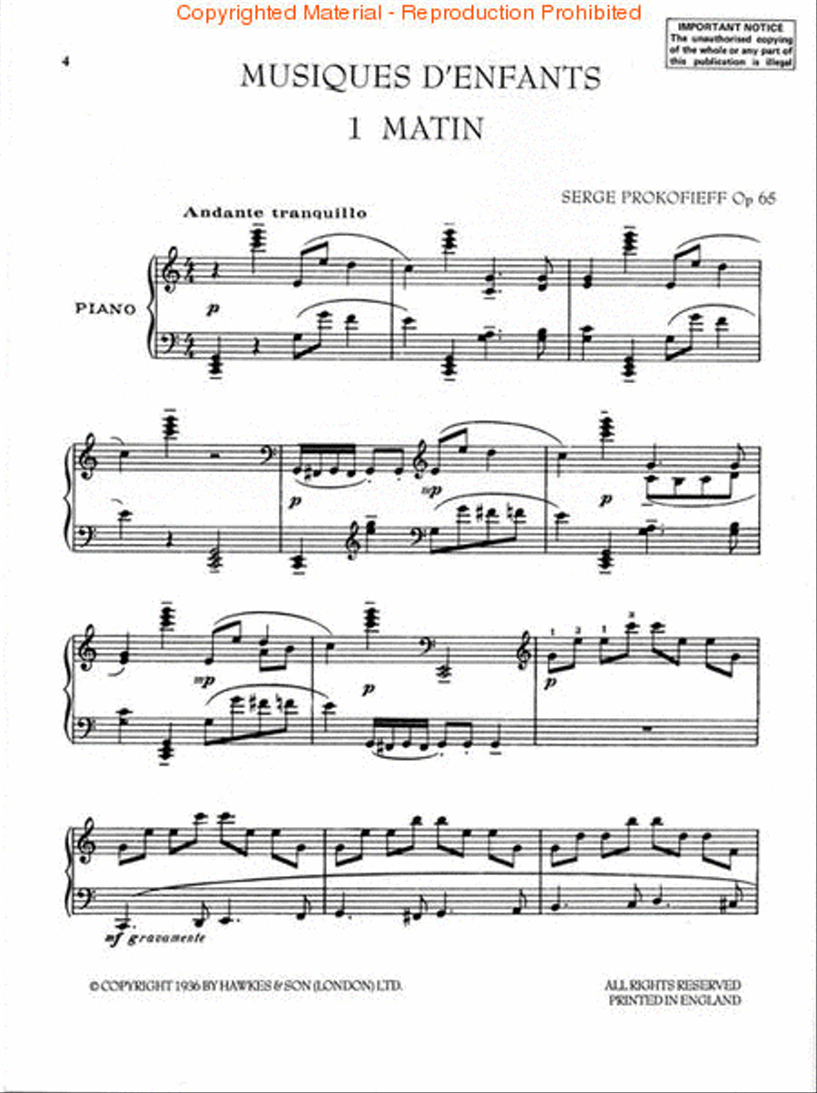 Musiques d'Enfants, Op. 65 Piano Solo scores gallery preview page 2
