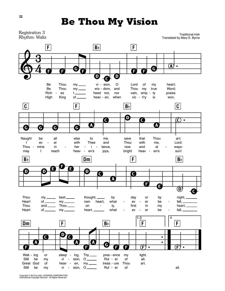 Be Thou My Vision Electronic Keyboard scores gallery preview page 1