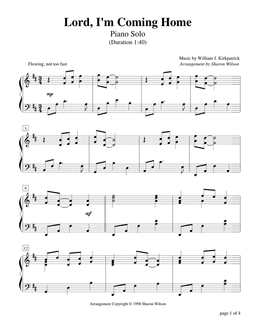 Lord, I'm Coming Home Piano Solo scores gallery preview page 1