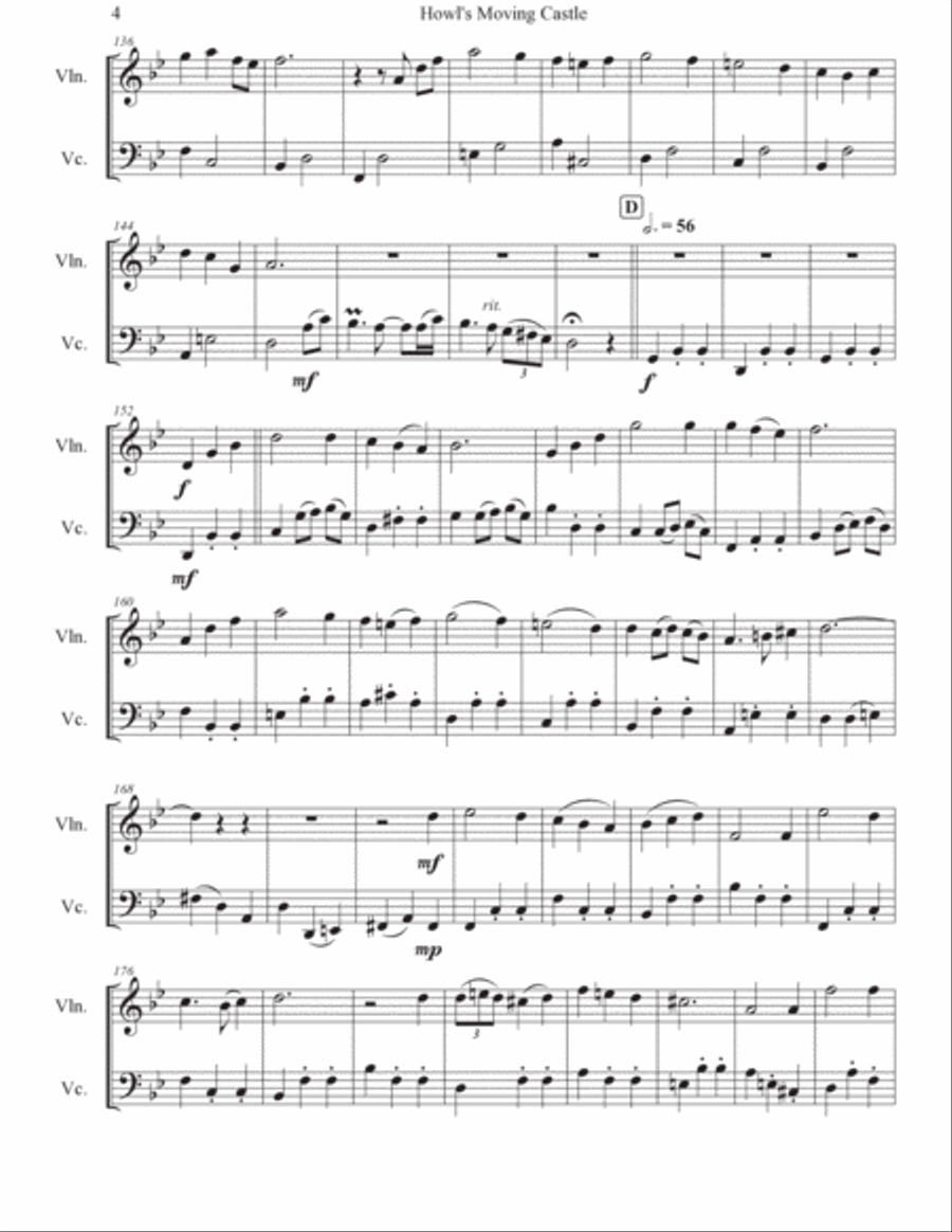 Howl's Moving Castle String Duet scores gallery preview page 5