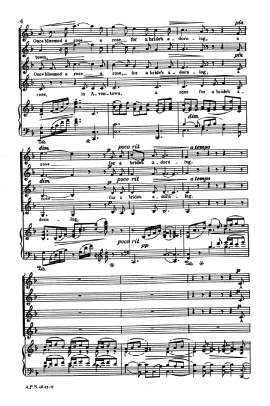 The Rose of Avontown, Op. 30 SSAA scores gallery preview page 4
