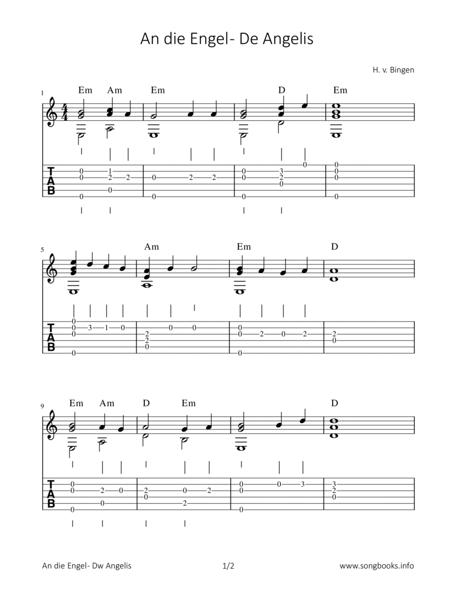 An die Engel - De Angelis Classical Guitar scores gallery preview page 1