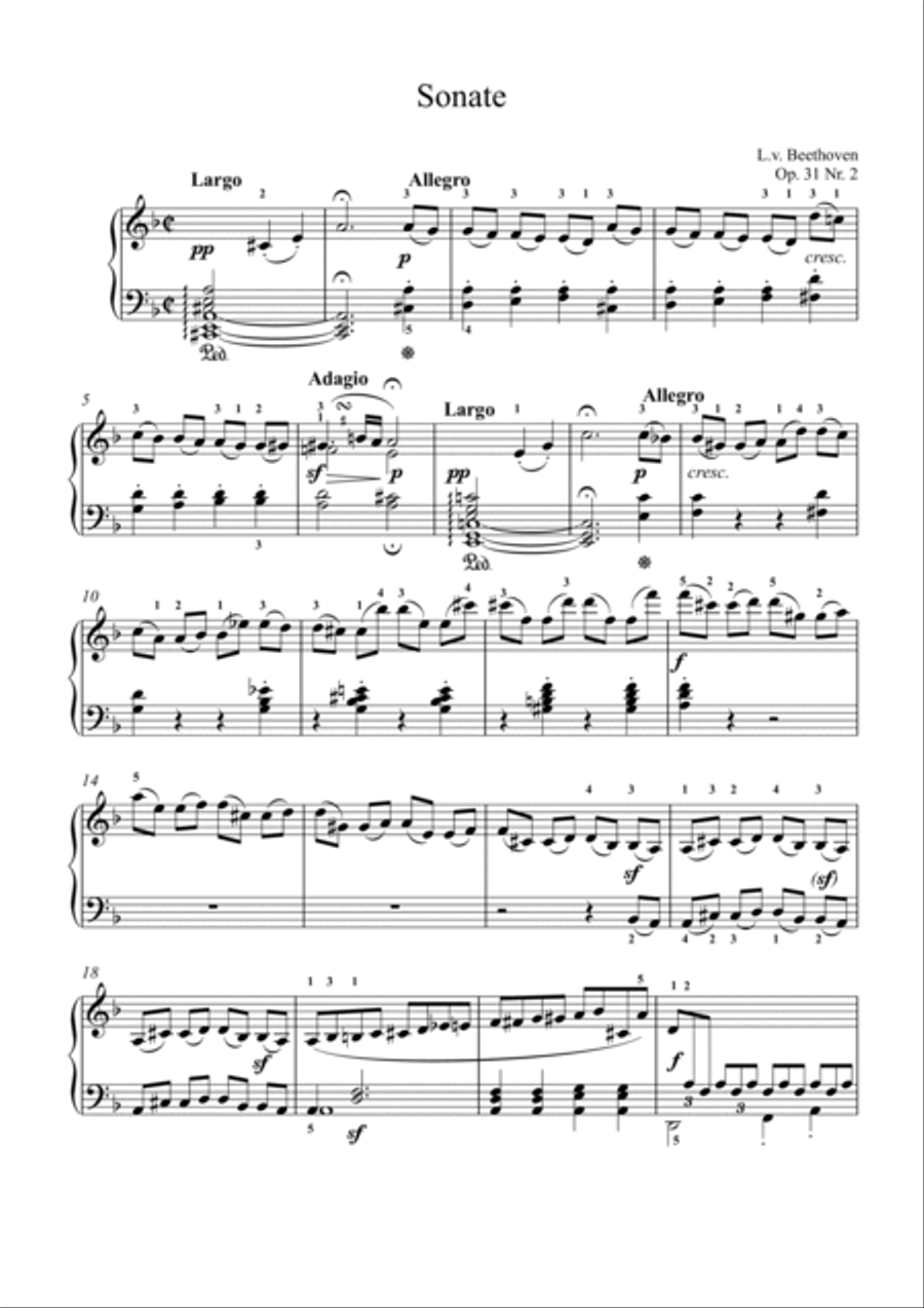 Beethoven-Piano Sonata No.17 in D minor, Op.31 No.2 (The Tempest) Small Ensemble scores gallery preview page 2