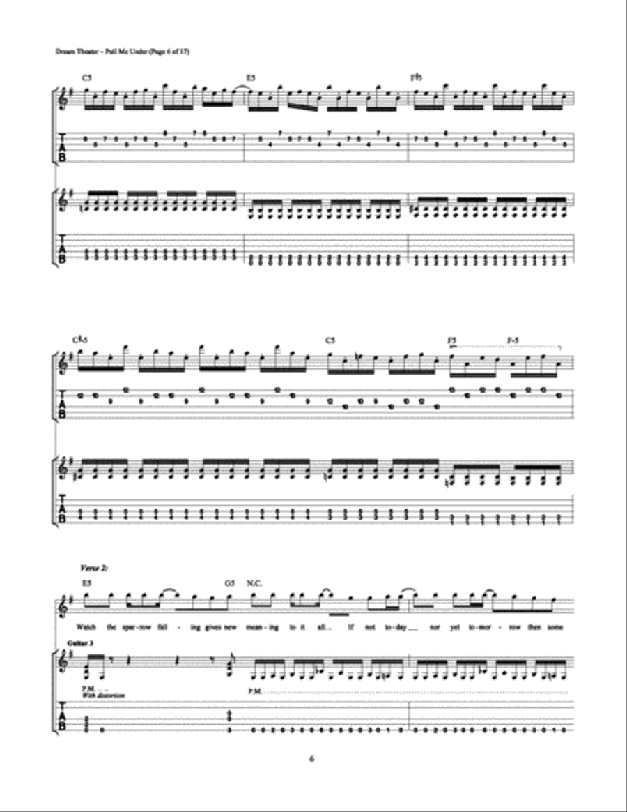 Pull Me Under Electric Guitar scores gallery preview page 6