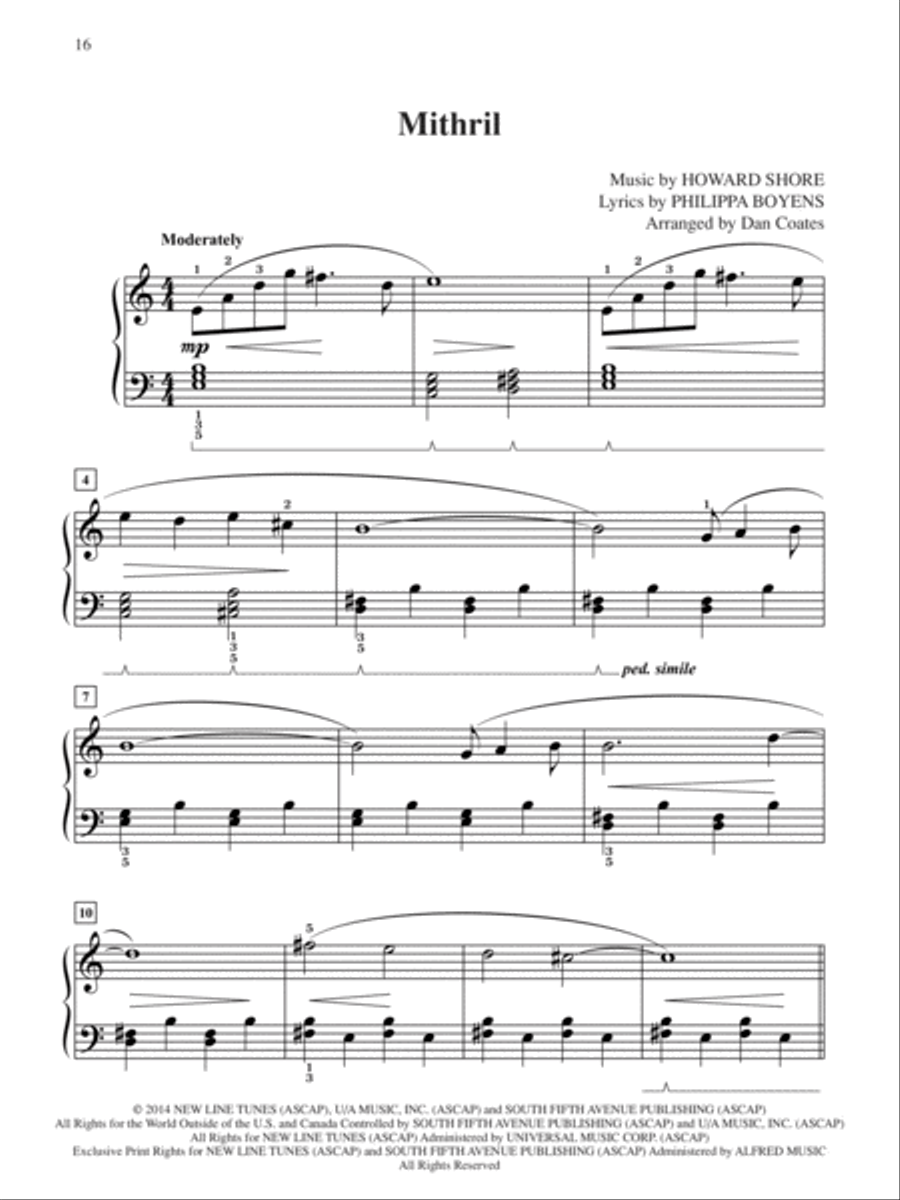 The Hobbit -- The Battle of the Five Armies Easy Piano scores gallery preview page 3
