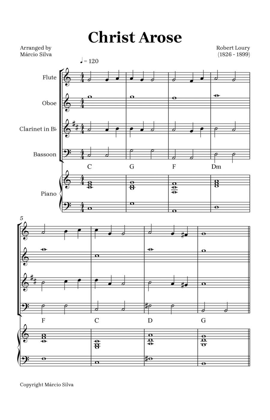 Christ Arose Woodwind Quartet scores gallery preview page 1