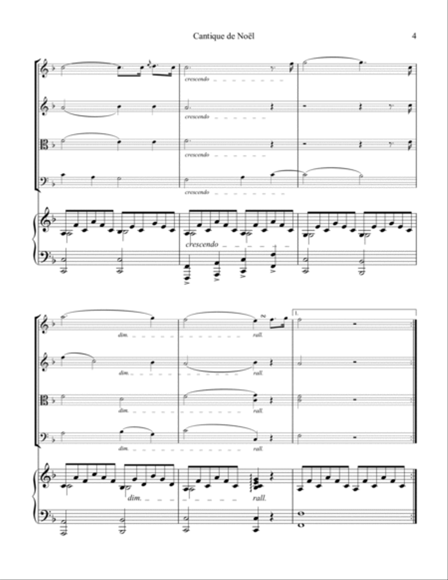 O Holy Night / Cantique de noel for string quartet and piano Piano Quartet scores gallery preview page 5