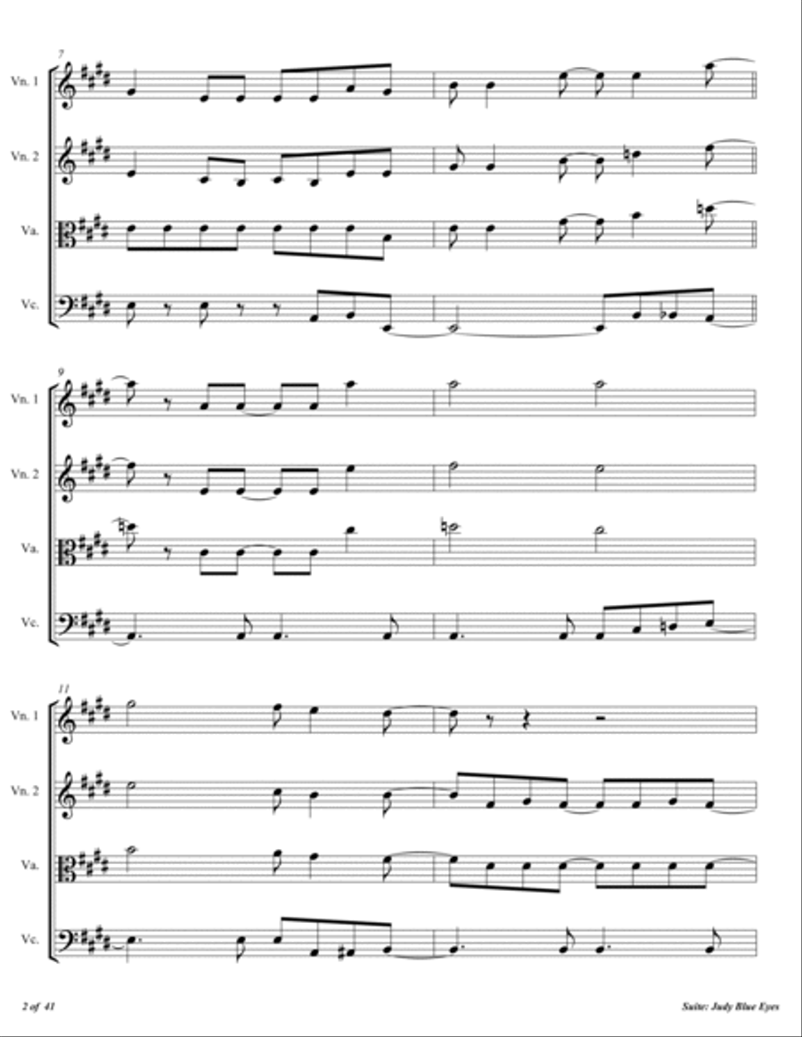 Suite: Judy Blue Eyes Suite: Judy Blue Eyes String Quartet scores gallery preview page 3