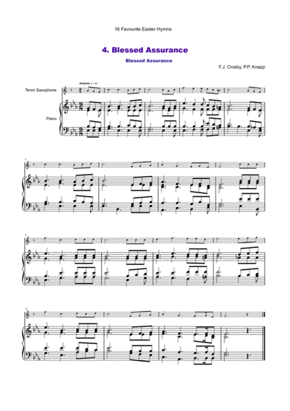 16 Favourite Easter Hymns for Solo Tenor Saxophone and Piano by Various Tenor Saxophone - Digital Sheet Music