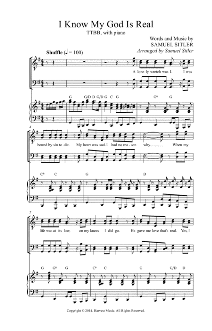 I Know My God Is Real TTBB scores gallery preview page 2