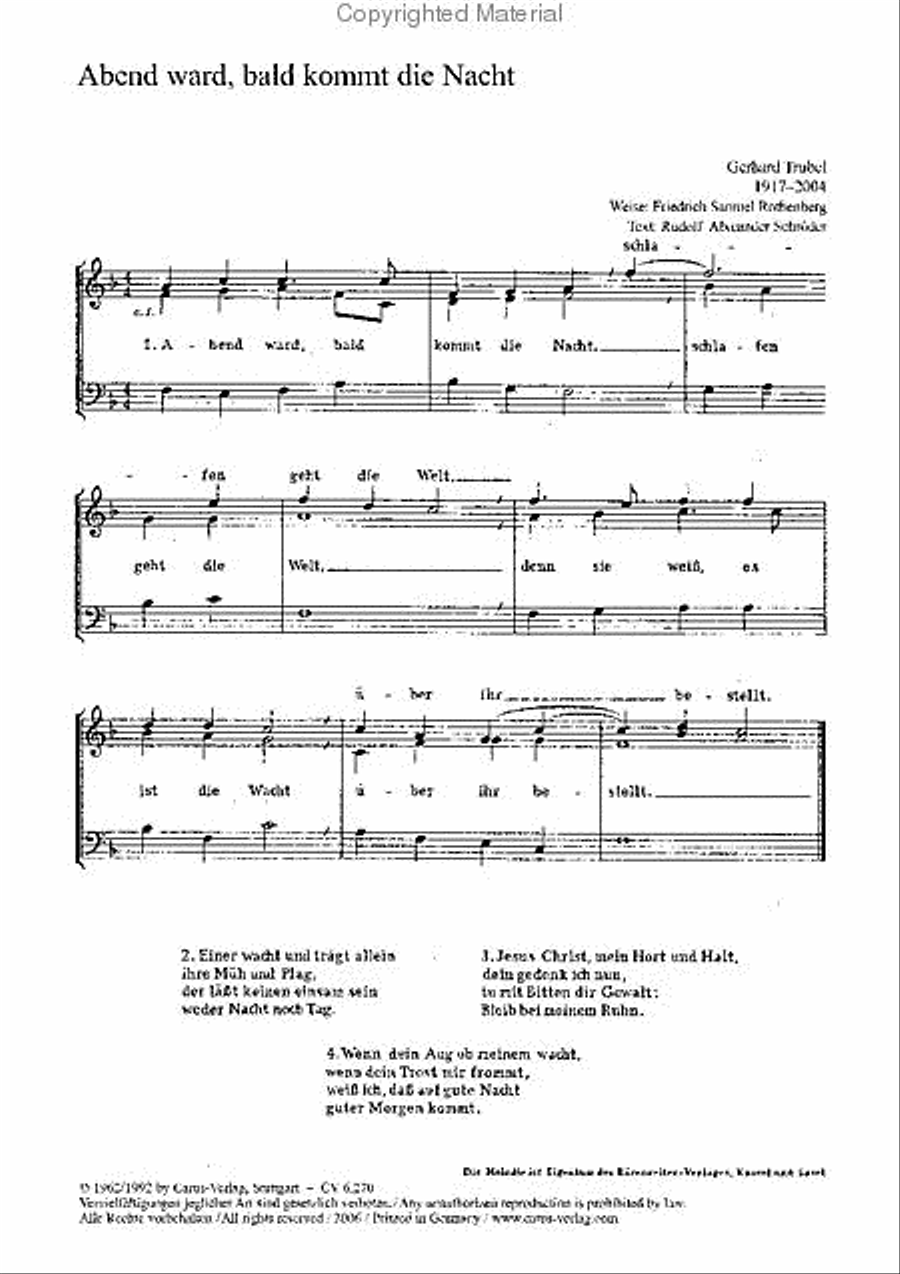 Trubel: Abend ward; Spiele, kleine Flote; Ruppel: Ich hebe meine Augen auf Choir scores gallery preview page 2