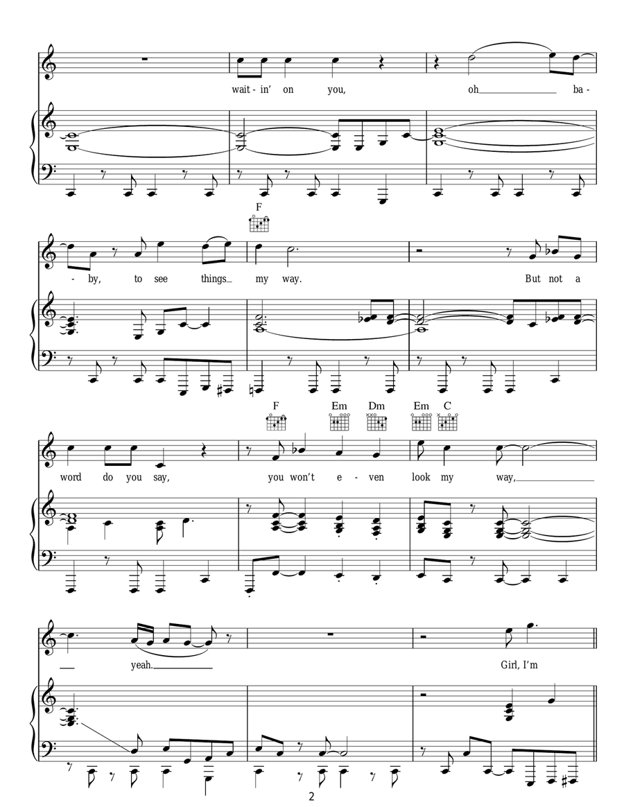 I Wanna Get Next To You Piano, Vocal, Guitar scores gallery preview page 2