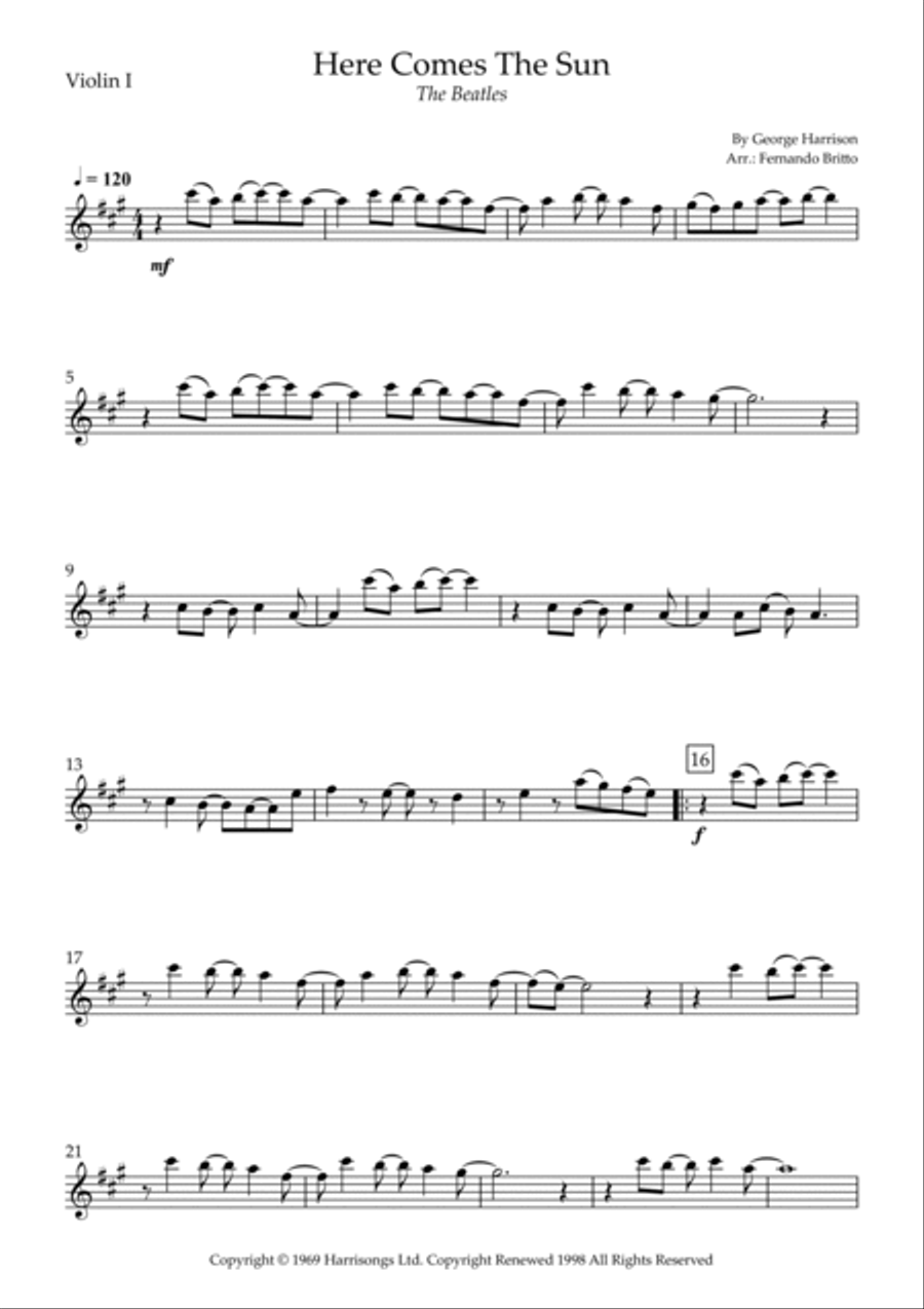Here Comes The Sun Small Ensemble scores gallery preview page 5