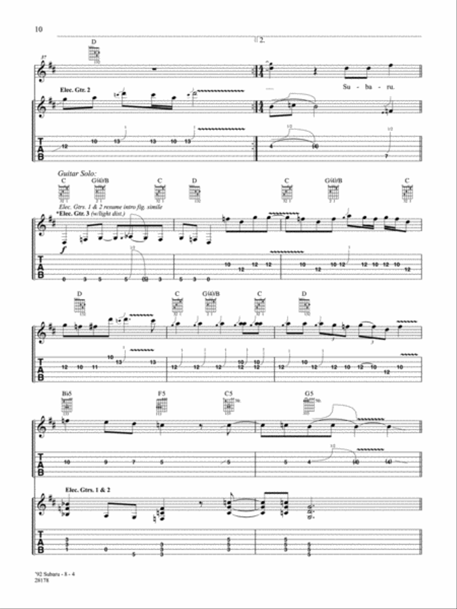 92 Subaru Guitar Tablature scores gallery preview page 4